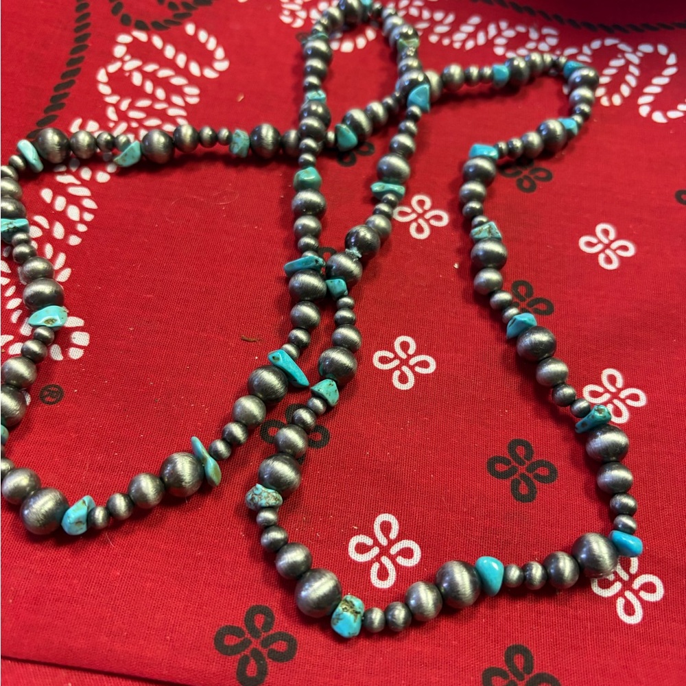 2 for $15 Authentic Turquoise and faux Navajo Bead Necklace